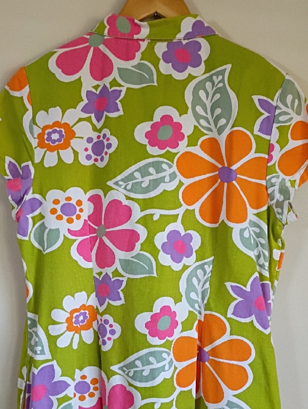 Boden Floral Dress in Lime Green, Pink & Lavender Size 12L - Picture 6 of 7